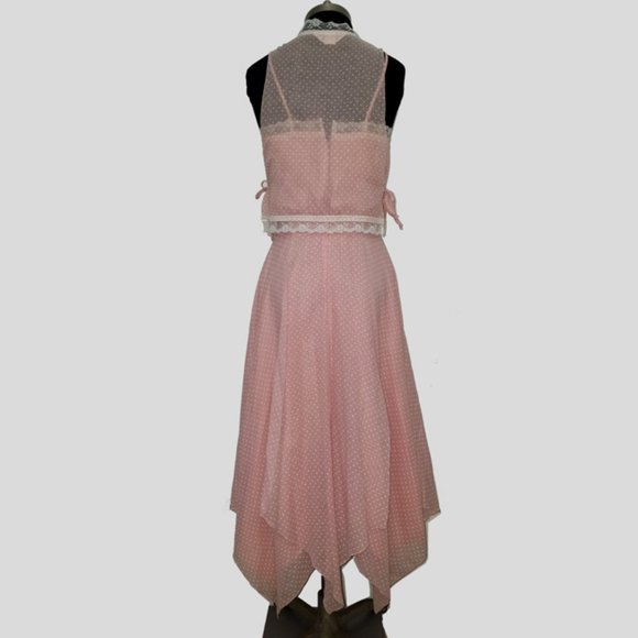 Vtg 70s 2 Pc Pink Hanky Hem Sun Dress w Jacket 5/6 - Picture 2 of 12
